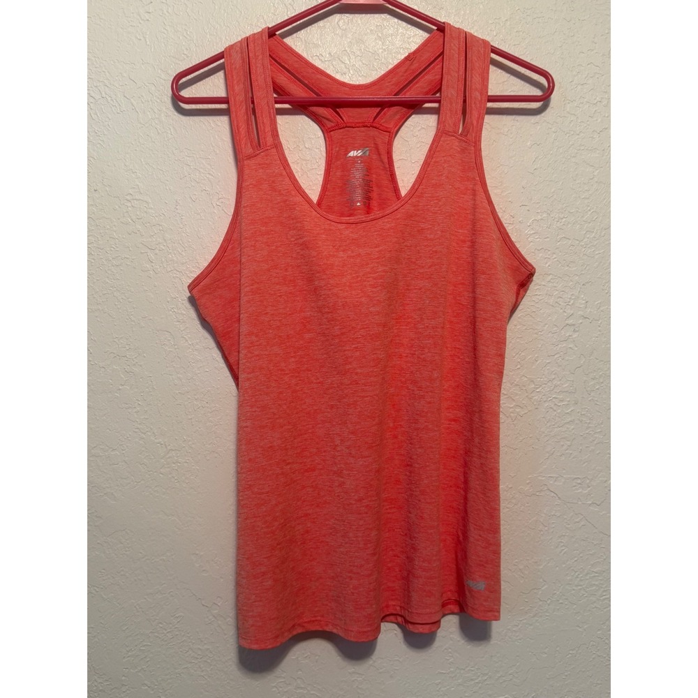 Avia Womens Heathered Coral Strappy Racerback Activewear Tank Top RH2W257 Size M